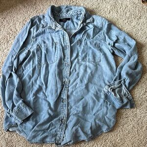 Light Blue Denim Button-Up Shirt banana republic